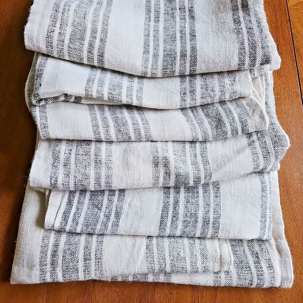 Arhaus 100% Linen Pillow Covers lot 6 Black White Stripe Boho Coastal Farmhouse - Picture 11 of 11